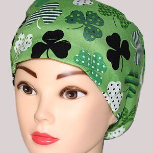 NWOT St. Patricks Day Patterned Shamrocks Euro, European, Pixie Scrub Cap